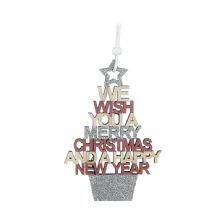 GLITTER MERRY CHRISTMAS TREE SIGN